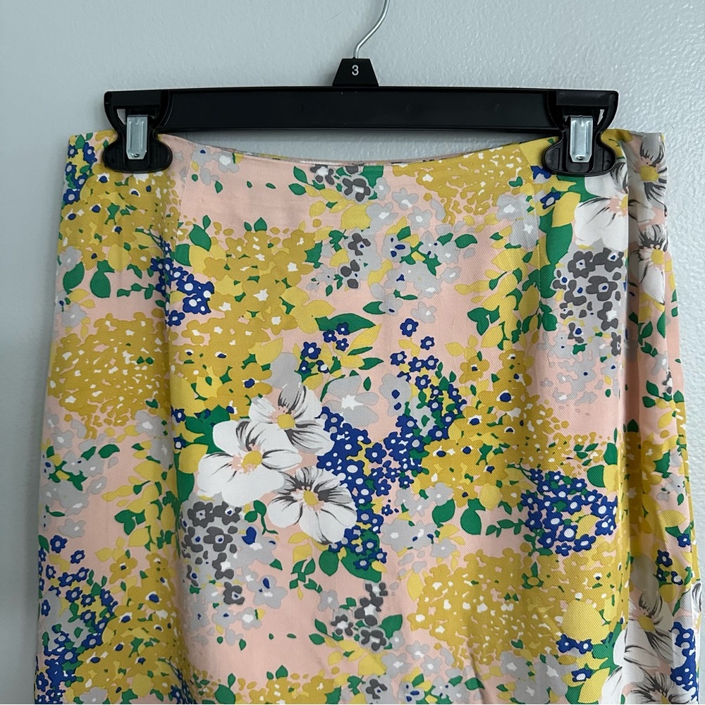 J Crew Lemon Floral Midi Slip Skirt In Floral Subtle Pink Gold Size 6 - Picture 4 of 12